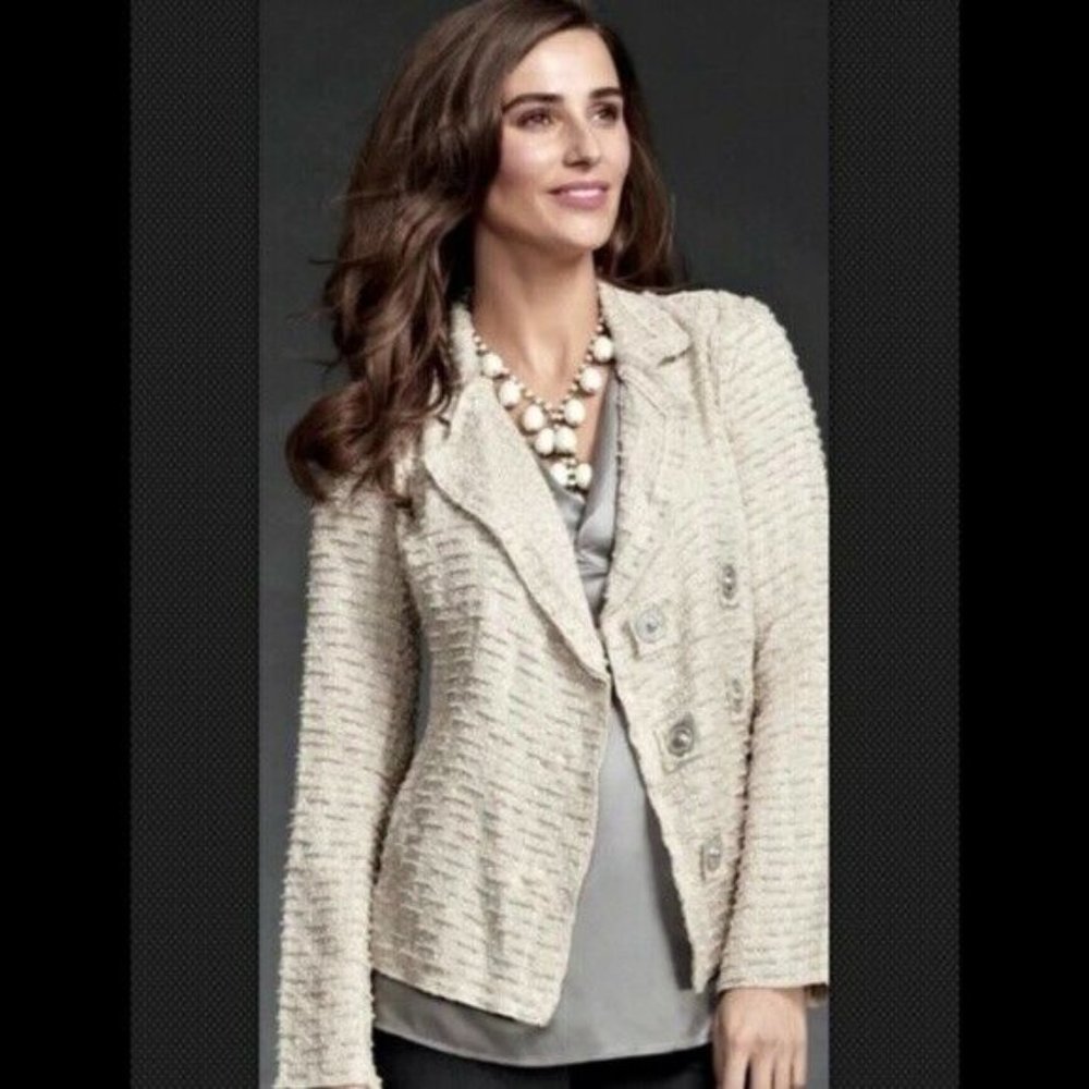 Textured Cream Women's Blazer Jacket